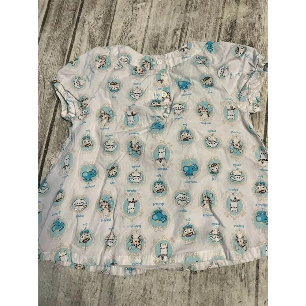 Girls white and blue shirt short sleeve‎ size 3T